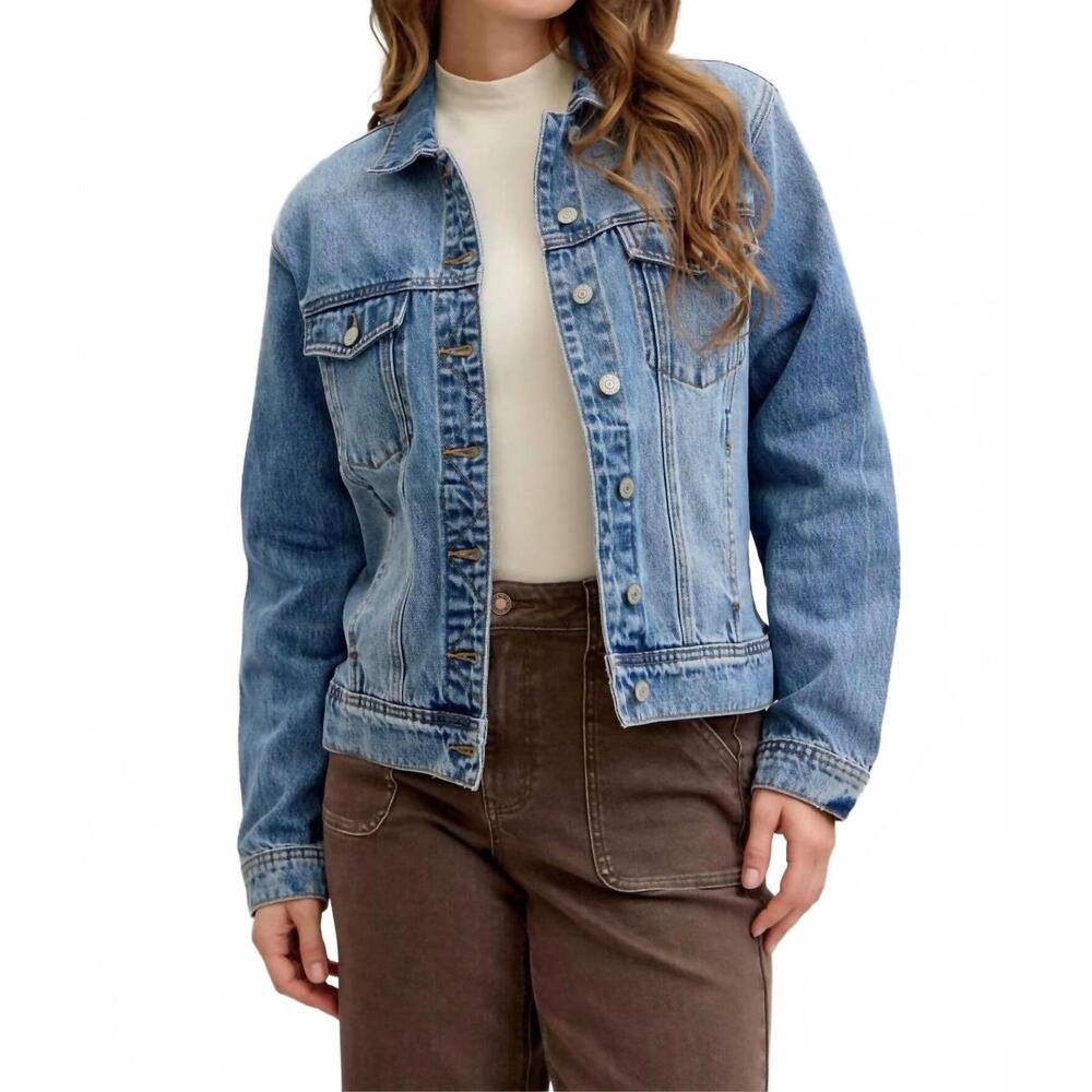 NEW JUDY BLUE rigid magic boyfriend jean jacket in blue
